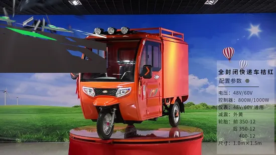 China Electric Delivery Tricycle Enclosed Express Delivery Van Cargo Tricycle 